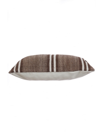 White & Brown Striped Pillow Cover