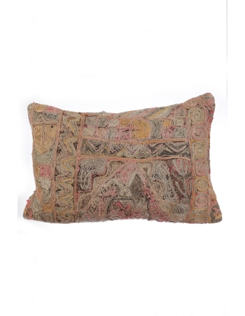 Embroidered Faded Kilim Pillow Cover