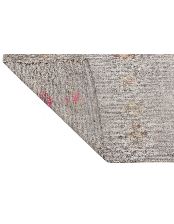 Embroidered Vintage Gray Kilim Rug - 7`5