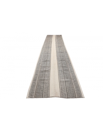 Unique Gray & White Kilim Runner  - 3`7