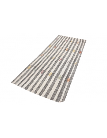 Gray & White Vintage Kilim Rug - 3`3