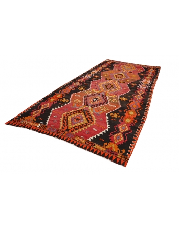 Vintage Handwoven Turkish Kars Kilim Rug - 6`2