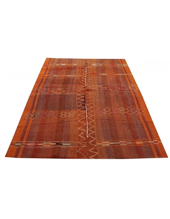 Modern Vintage Orange Kilim Rug - 5`1