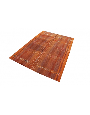 Modern Vintage Orange Kilim Rug - 5`1