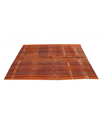 Modern Vintage Orange Kilim Rug - 5`1