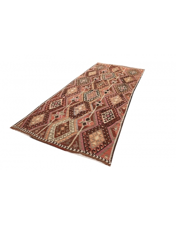 Vintage Turkish Kars Kilim Rug - 4`2