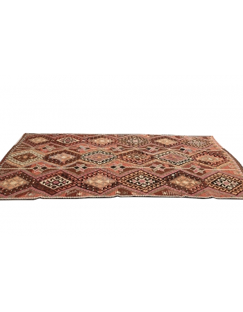 Vintage Turkish Kars Kilim Rug - 4`2