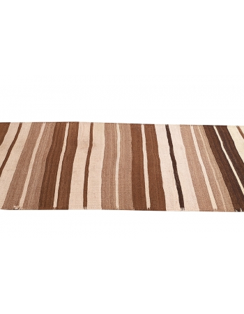 Striped Natural Brown Kilim Runner - 2`8