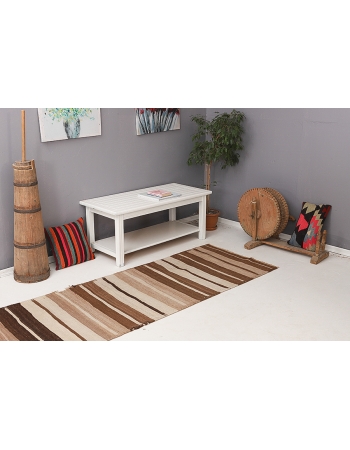 Striped Natural Brown Kilim Runner - 2`8