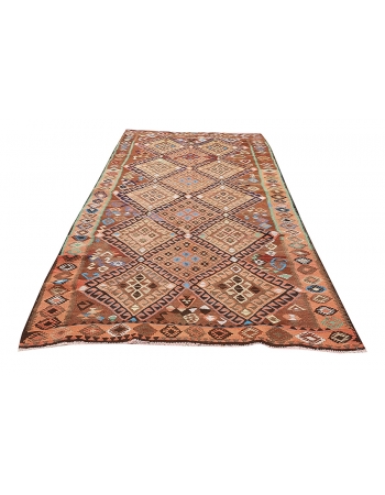 Vintage Turkish Kars Kilim Rug - 5`1