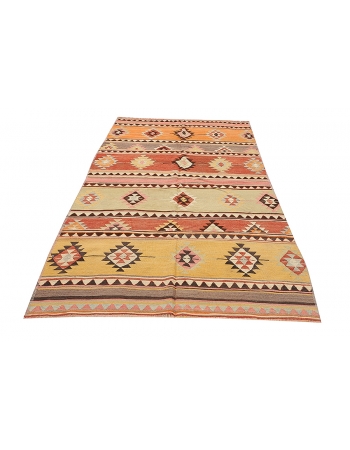 Unique Vintage Turkish Kilim Rug - 4`11