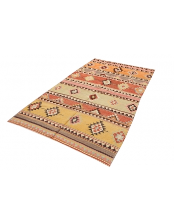 Unique Vintage Turkish Kilim Rug - 4`11