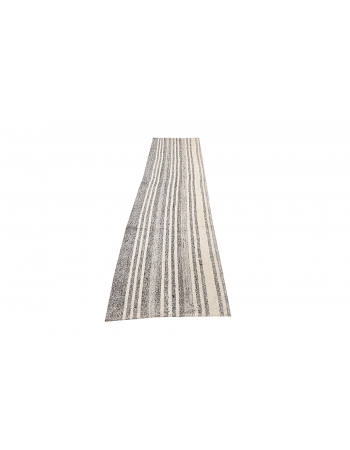 Gray & White Striped Kilim Runner - 2`7