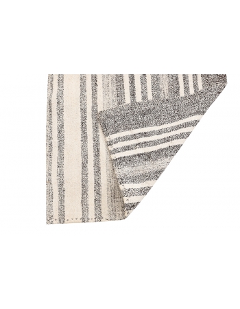 Gray & White Striped Kilim Runner - 2`7