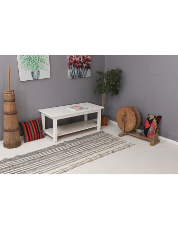 Gray & White Striped Kilim Runner - 2`7