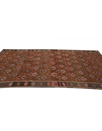 Brown Vintage Turkish Kilim Rug - 5`7