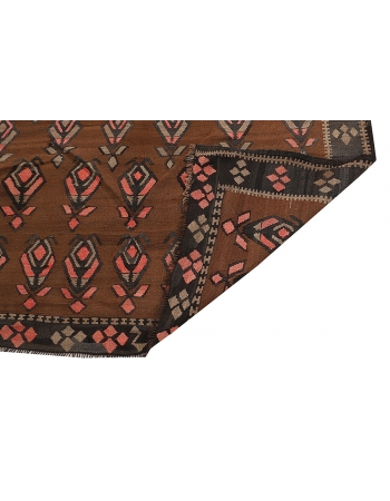 Brown Vintage Turkish Kilim Rug - 5`7