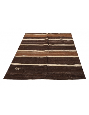 Brown Vintage Goat Hair Kilim Rug - 5`8