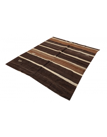 Brown Vintage Goat Hair Kilim Rug - 5`8