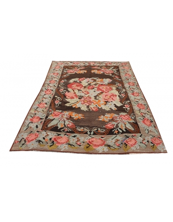 Floral Vintage Unique Kilim Rug - 5`3