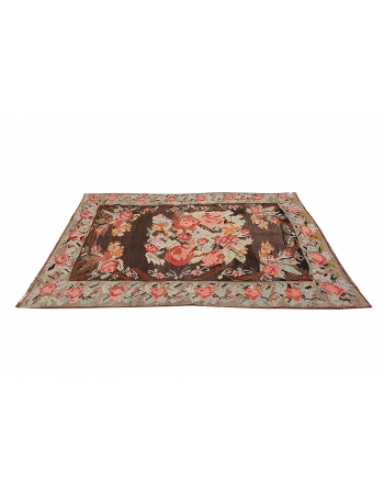 Floral Vintage Unique Kilim Rug - 5`3