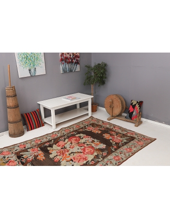 Floral Vintage Unique Kilim Rug - 5`3