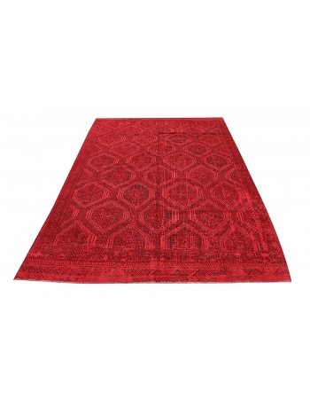 Red Vintage Overdyed Kilim Rug - 5`11