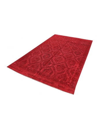 Red Vintage Overdyed Kilim Rug - 5`11