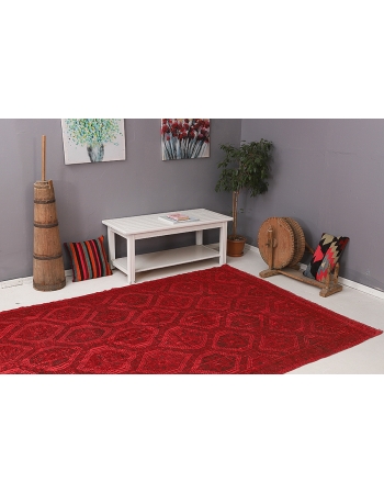 Red Vintage Overdyed Kilim Rug - 5`11