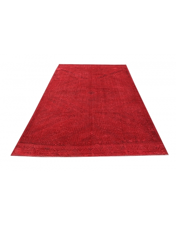 Embroidered Red Overdyed Kilim Rug - 5`10