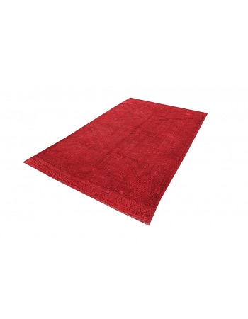 Embroidered Red Overdyed Kilim Rug - 5`10