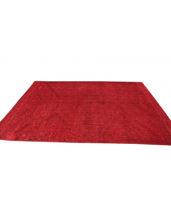 Embroidered Red Overdyed Kilim Rug - 5`10