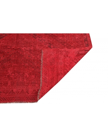 Embroidered Red Overdyed Kilim Rug - 5`10