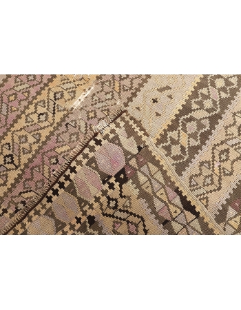 Unique Vintage Wool Kars Kilim Rug - 5`1