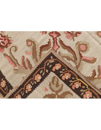 Floral Large Vintage Kars Kilim Rug - 6`9