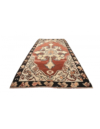 Vintage Turkish Wool Kars Kilim Rug - 6`9