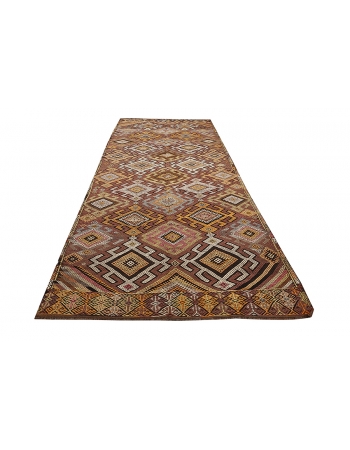 Embroidered Vintage Turkish Kars Kilim Rug - 5`7