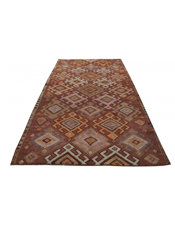 Embroidered Vintage Kars Kilim Rug - 5`8