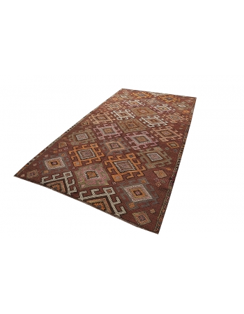 Embroidered Vintage Kars Kilim Rug - 5`8