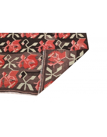 Floral Vintage Turkish Kars Kilim Rug - 3`7