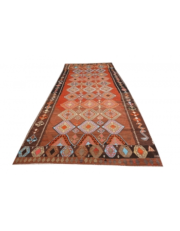 Oversized Vintage Turkish Kars Kilim Rug - 5`10