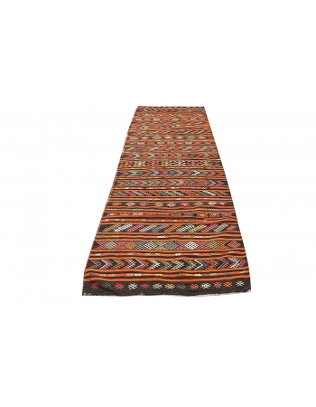 Vintage Orange & Black Kilim Runner - 3`3