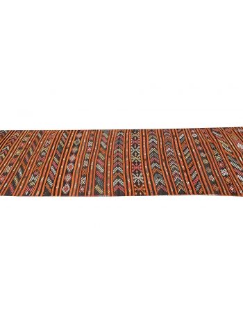 Vintage Orange & Black Kilim Runner - 3`3