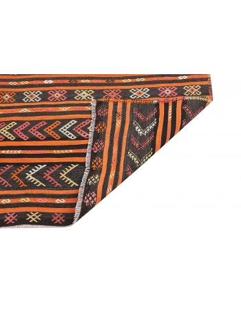 Vintage Orange & Black Kilim Runner - 3`3