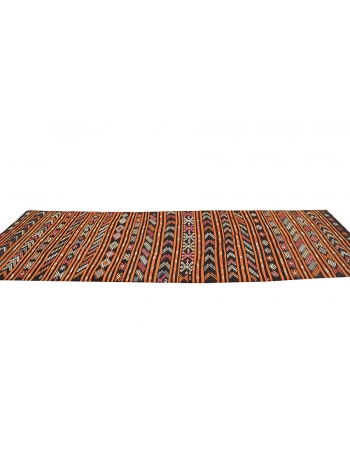 Orange & Black Vintage Kilim Runner - 3`5