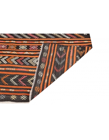 Orange & Black Vintage Kilim Runner - 3`5