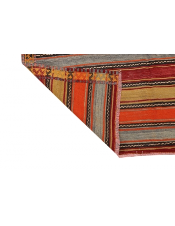 Striped Vintage Turkish Kilim Rug - 4`11