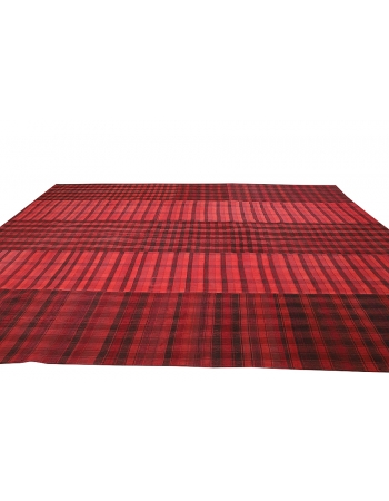 Vintage Large Red Striped Kilim Rug - 9`10