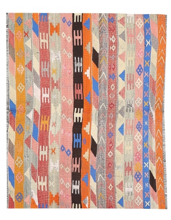 Colorful Vintage Kilim Rug - 4`5" x 5`7"