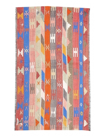 Decorative Colorful Vintage Kilim Rug - 3`5" x 5`7"